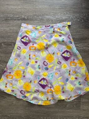 NAF NAF Lavender Midi Skirt with Yellow Floral Print